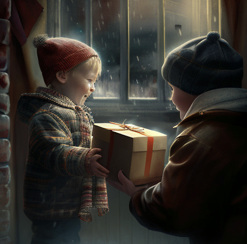 kid receiving a gift